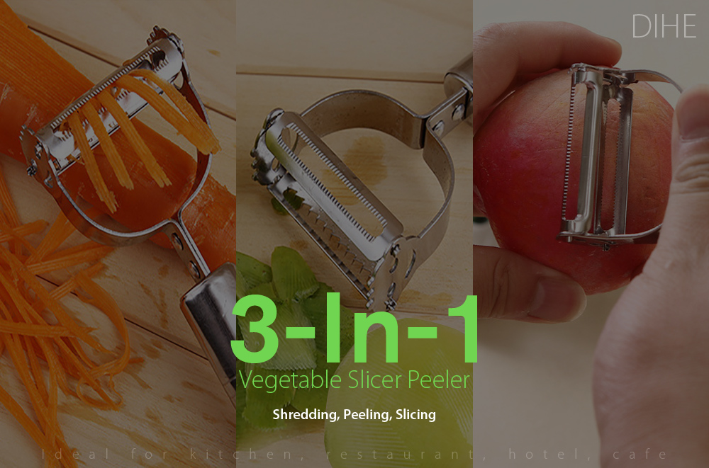 DIHE 2-In-1 Vegetable Potato Slicer Grater Peeler Shredder Chopper for Cucumber / Carrot / Tomato / Onion / Melon