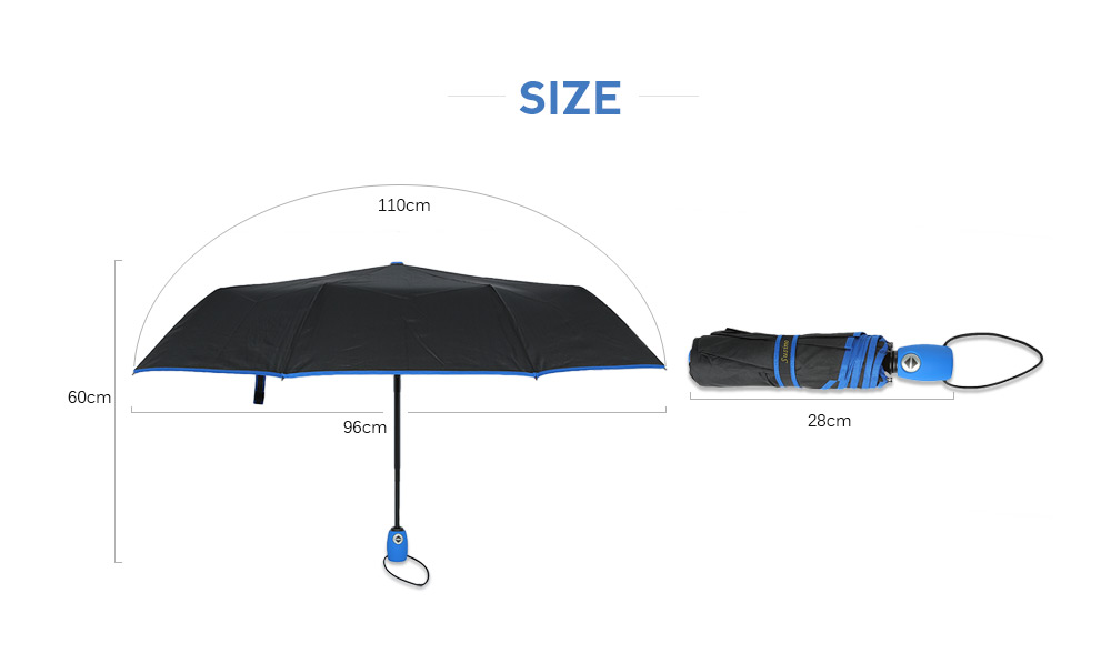 SUSINO Fully Automatic UV-proof Windproof 3 Folding 8Ribs Rain Umbrella
