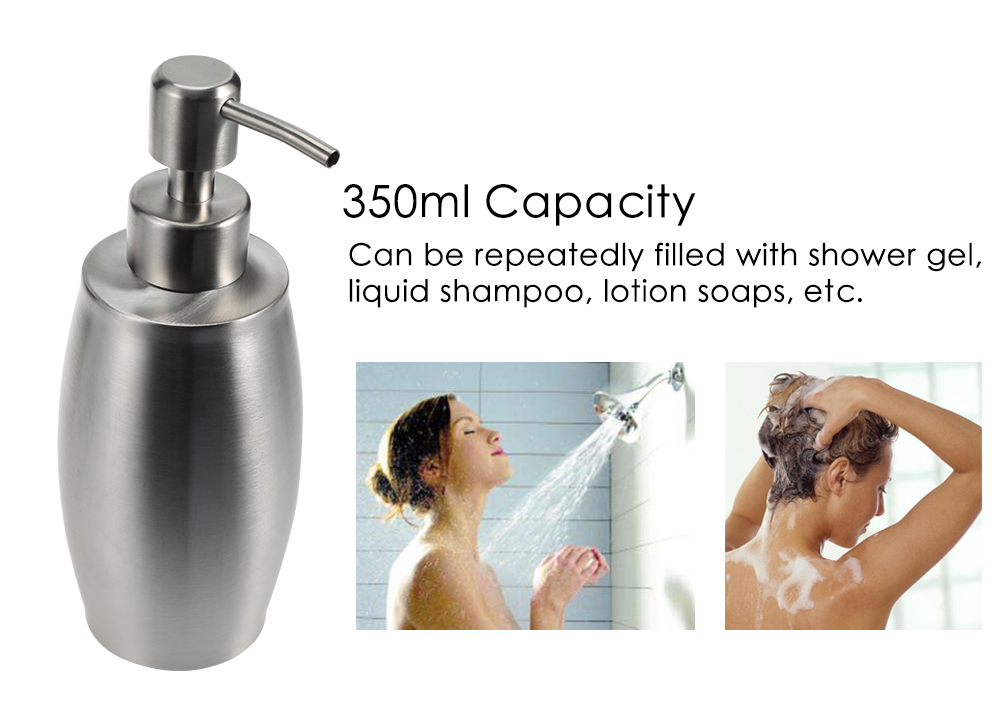 350ml Stainless Steel Liquid Soap Lotion Dispenser Pump