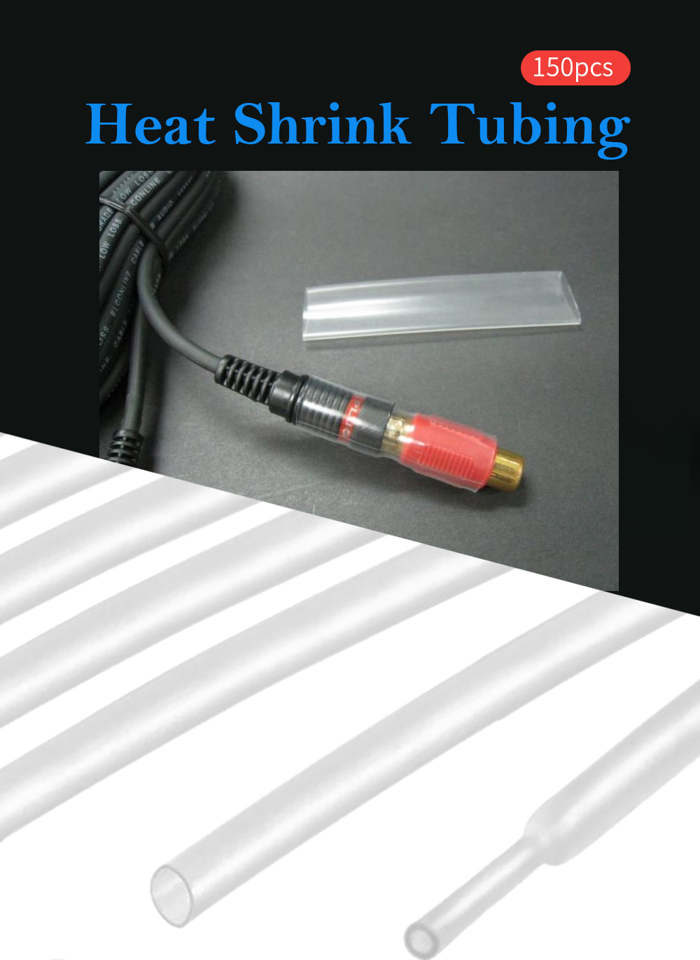 Heat Shrink Tubing Flame Retardant Transparent Tube Sleeving with Storage Box 150pcs