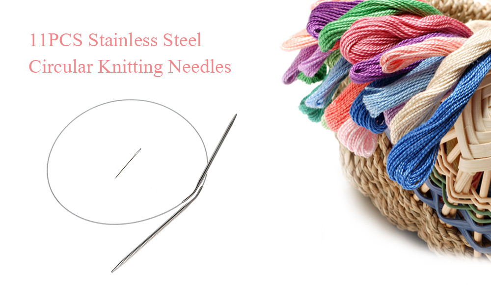 Stainless Steel Circular Knitting Needles 11PCS