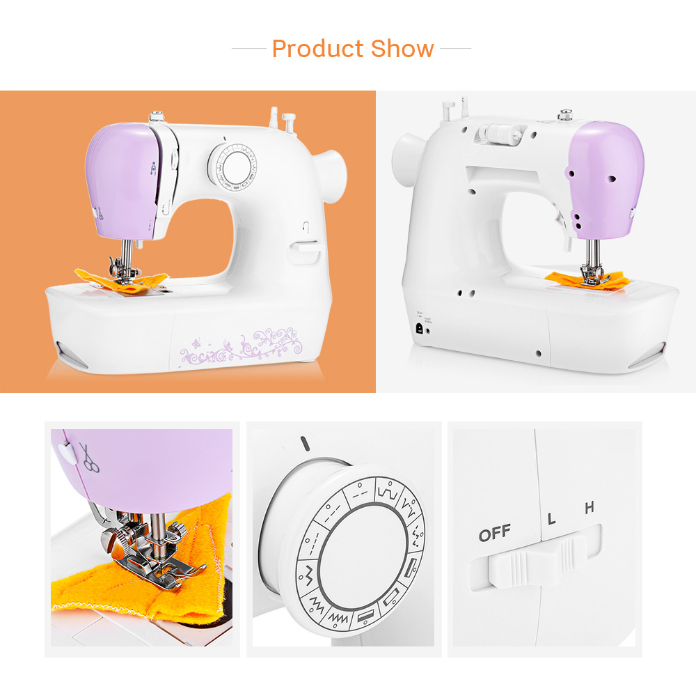 1803 Household Mini Automatic Thread Sewing Machine Double Speed Control Button with 12 Different Stitches