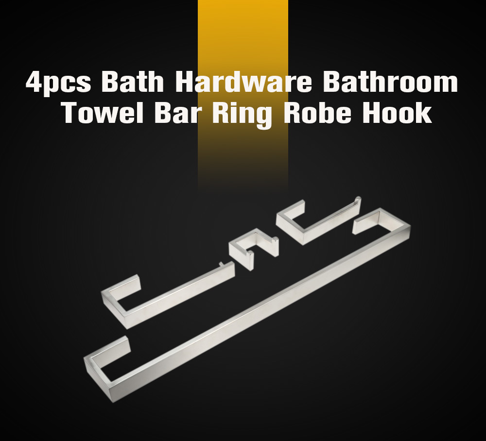 4pcs Bathroom Accessories Towel Bar Ring Robe Hook Toilet Paper Holder Wall Mounted Bath Hardware