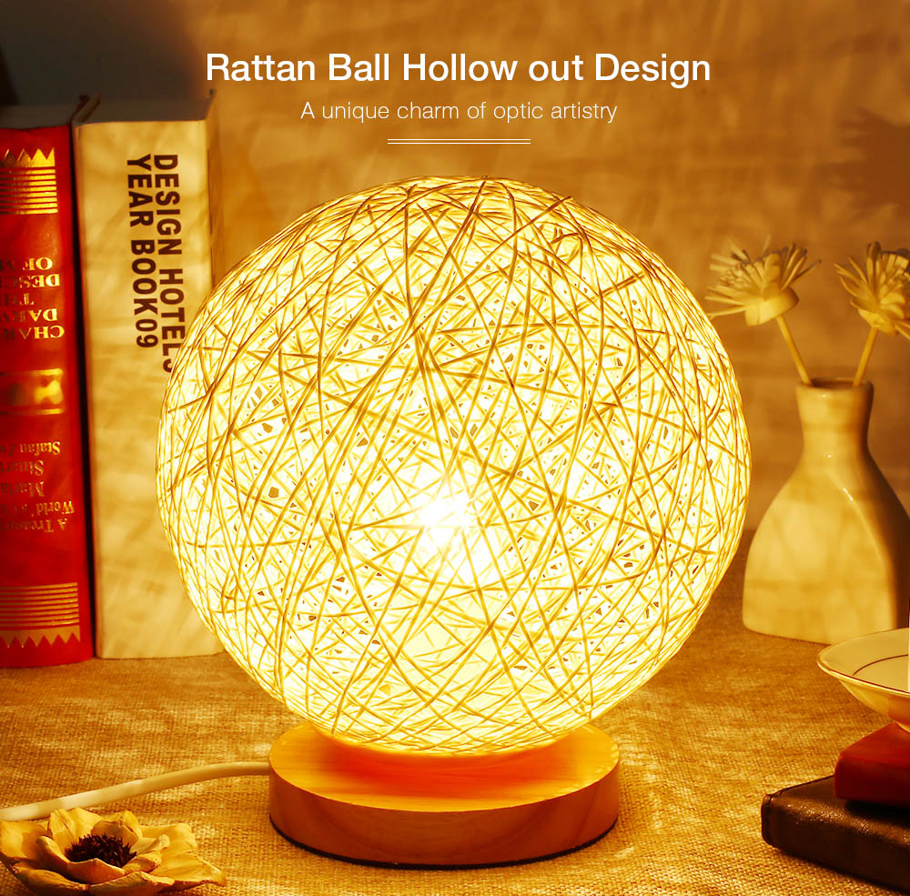 CF036 Rattan Ball Night Light Table Lamp for Wedding Holiday Christmas Decor