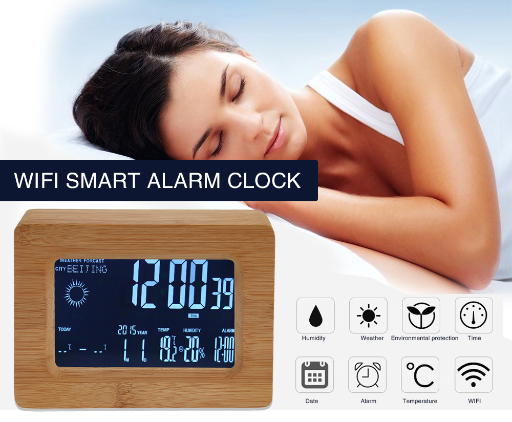 Intelligent WiFi LCD Digital Display Alarm Clock
