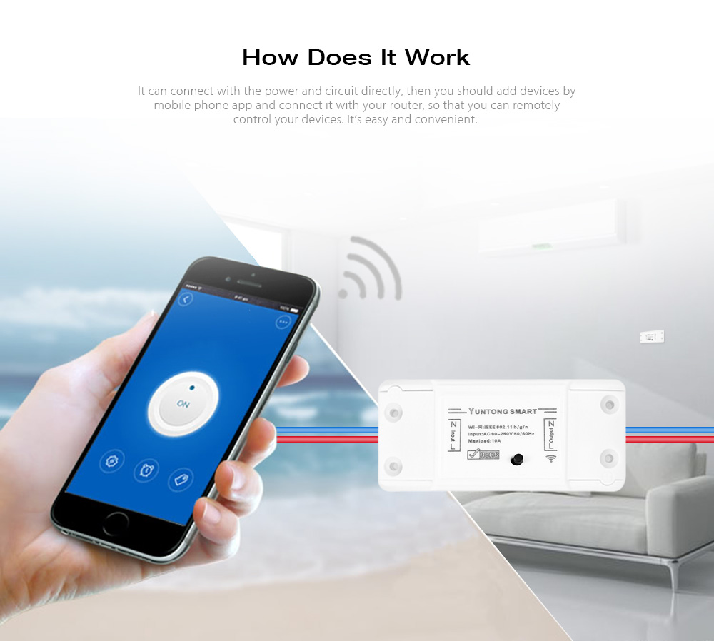 Smart WiFi Switch Wireless Universal Module Timer Via iOS Android Remote Control Works with Alexa Google Home