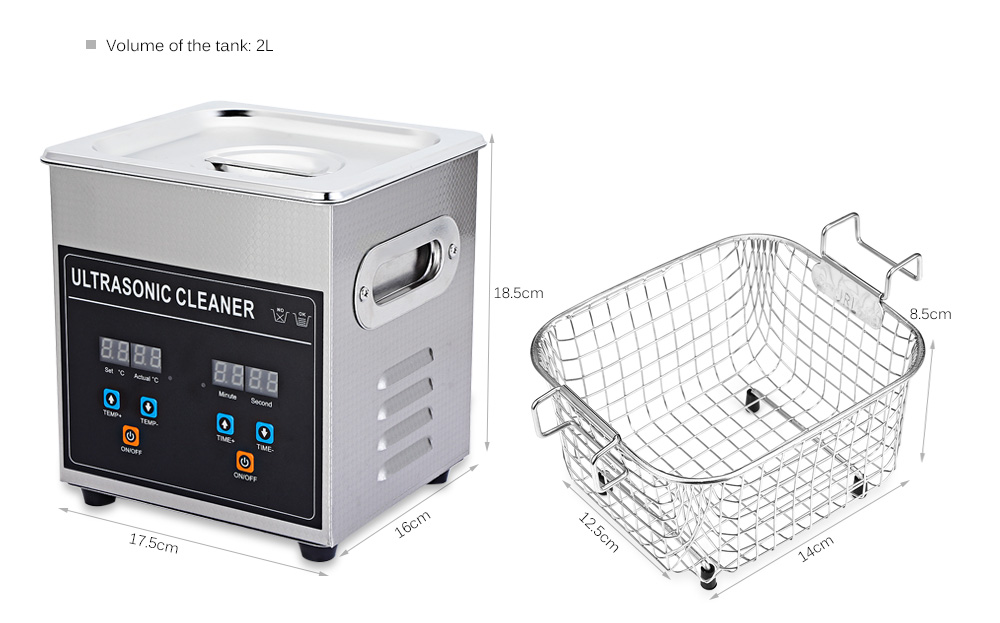 CJ - 010S 2L Digital Ultrasonic Cleaner Machine with Heater Timer Cleaning Jewelry False Tooth Shaver