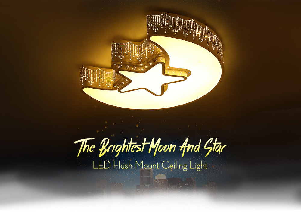Modern Simple Creative Style Stepless Dimming LED Ceiling Light Flush Mount Star Moon Shape for Decoration