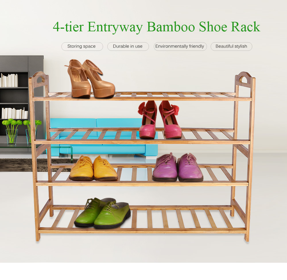 Yangguanggu Bamboo Shoe Rack 4-tier Entryway Shelf Storage Organizer for Closet / Bedroom / Doorway