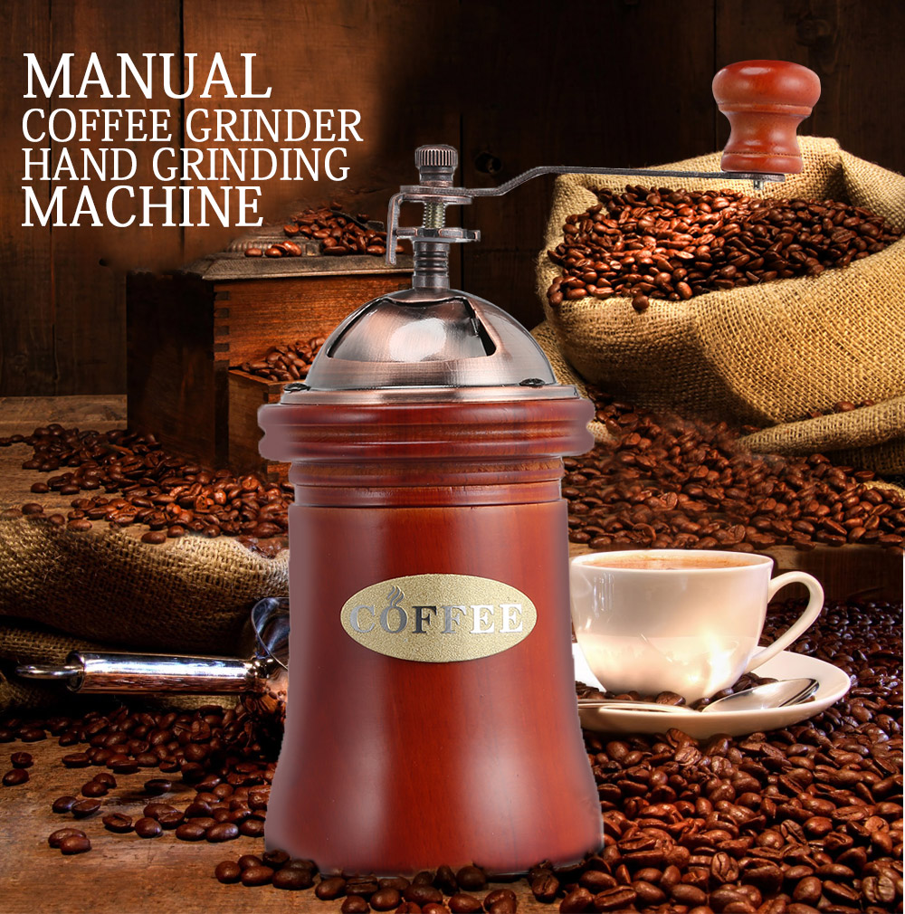 Manual Wooden Coffee Grinder Hand Grinding Machine