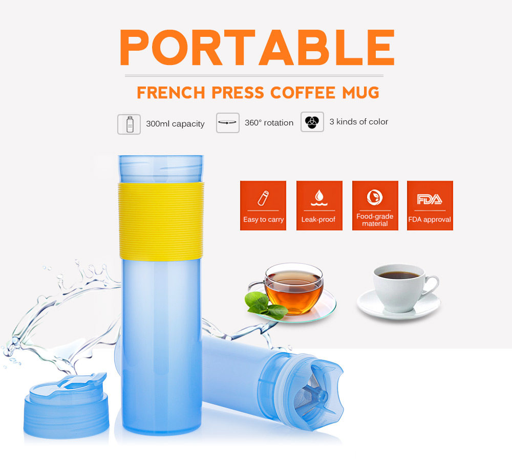 300ml Portable French Press Coffee Maker Vacuum Insulated Travel Mug