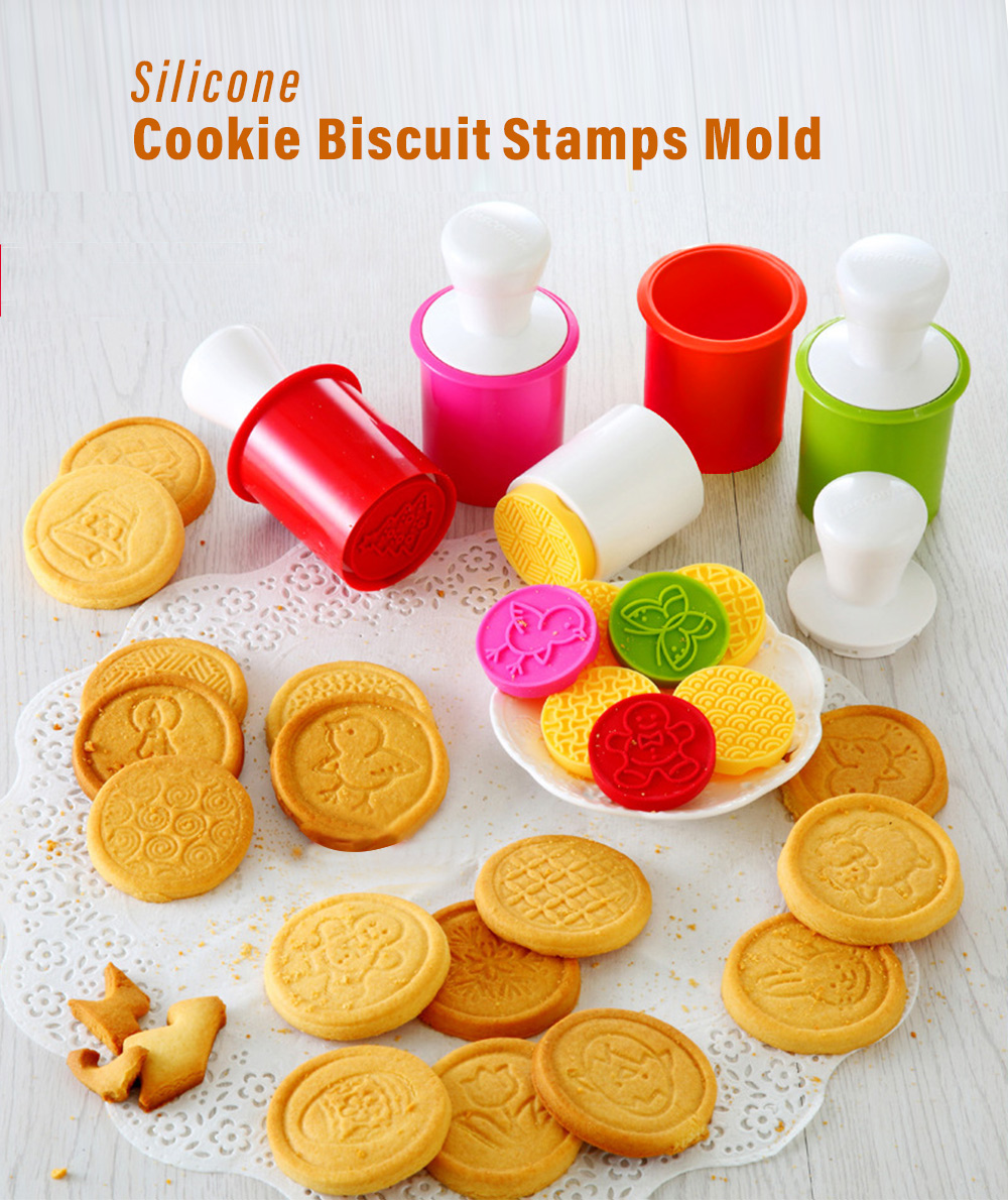 DIY Silicone Cookie Biscuit Stamps Mold Baking Tool