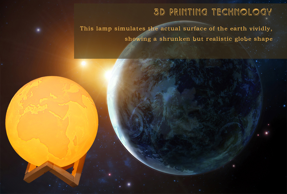 3D Printing Earth Light Dimmable Desk Decorative Lamp
