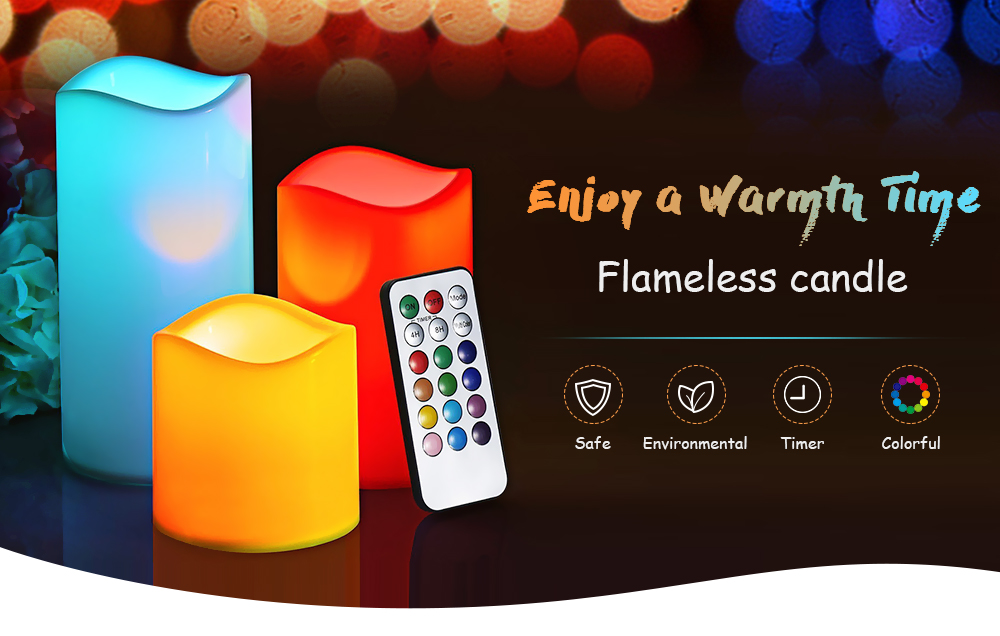 YouOKLight YK2271 12 Colors Flameless LED Electronic Candle Light 3 PCS