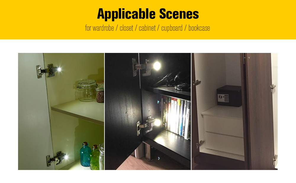LED Cabinet Hinge Light Induction Cupboard Closet Wardrobe Night Lamp Home Kitchen Bedroom Living Room Lighting 1PC