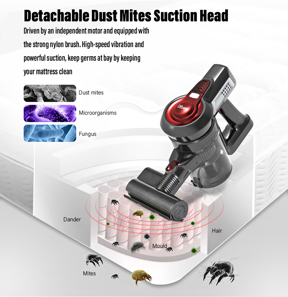 Detachable Electric Dust Mites Suction Head Vacuum Cleaner Attachment for Dibea C17 / DW100