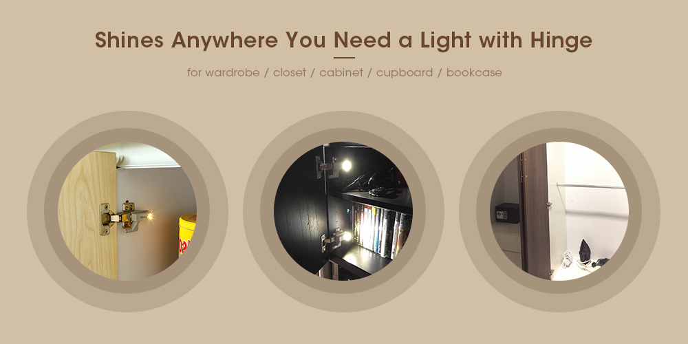 Utorch Cabinet Hinge LED Sensor Light for Kitchen Home Office Closet Wardrobe Lighting