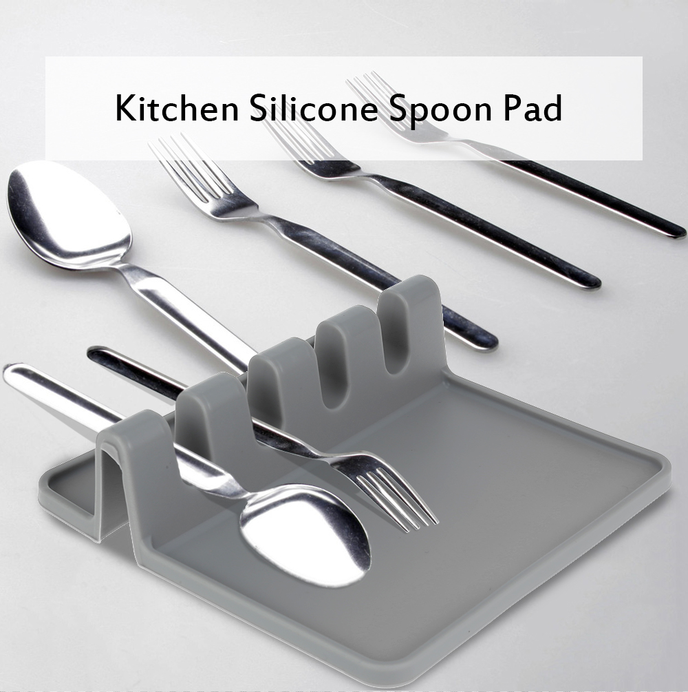 Kitchen Silicone Soup Spoon Pad Utensils Storage Rack