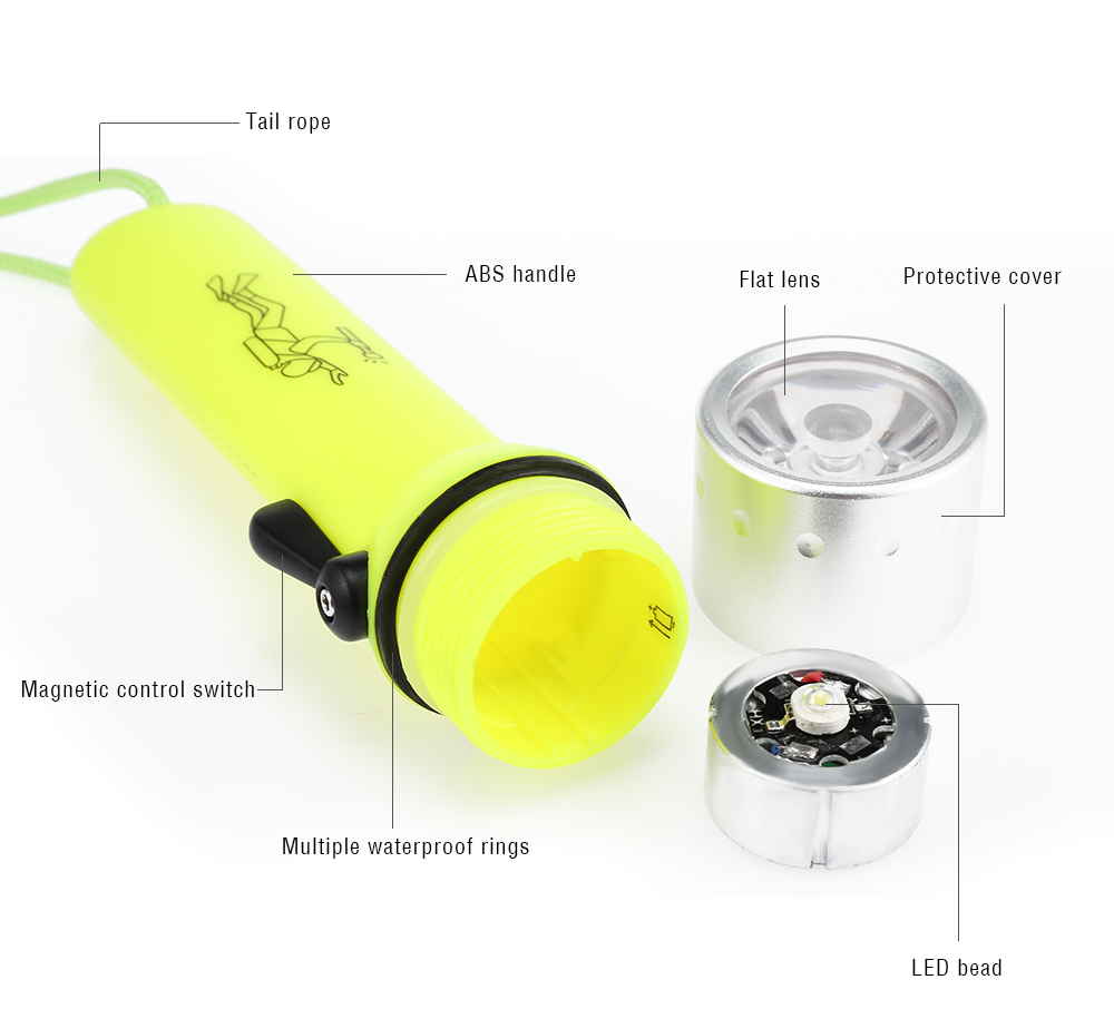 PROBE SHINY Diving Lamp Flashlight Battery Powered Underwater Light Torch