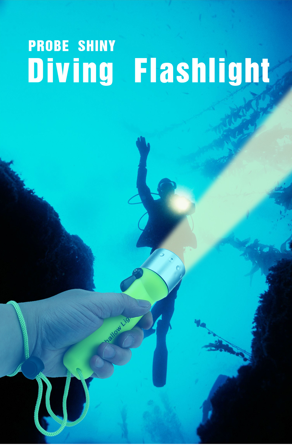 PROBE SHINY Diving Lamp Flashlight Battery Powered Underwater Light Torch