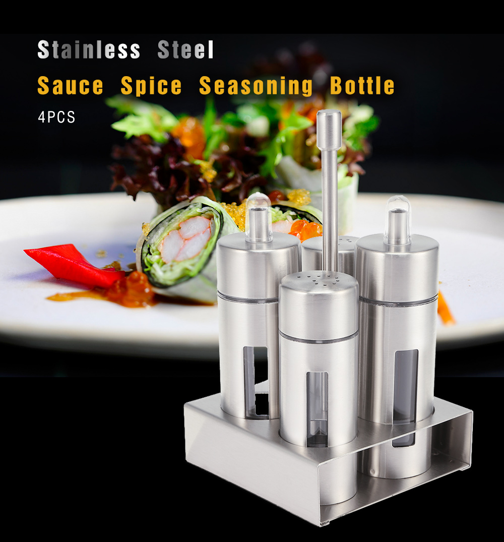 Stainless Steel Sauce Spice Seasoning Bottle 4PCS