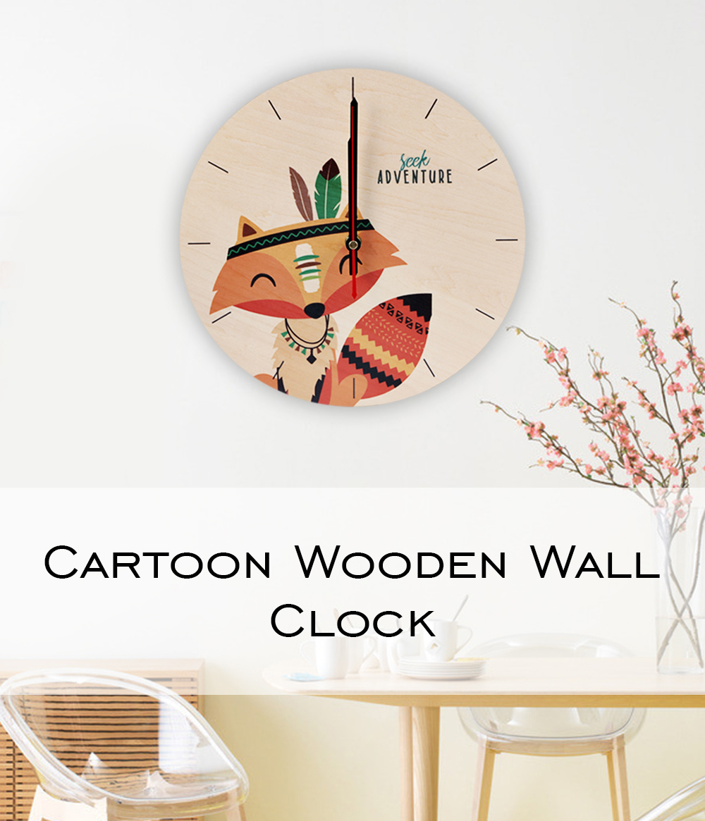 WPC004a Cartoon Silent Wooden Wall Clock Decorative for Living Room Bedroom