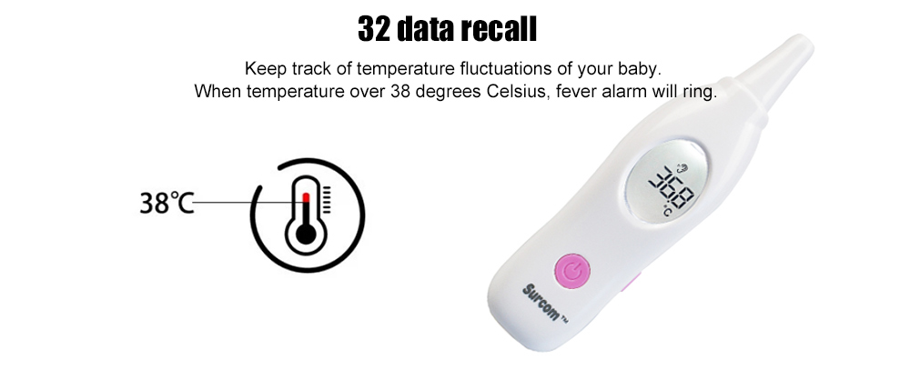 Surcom PC800 Digital Infrared Ear Thermometer for Baby Infants Toddlers Adults
