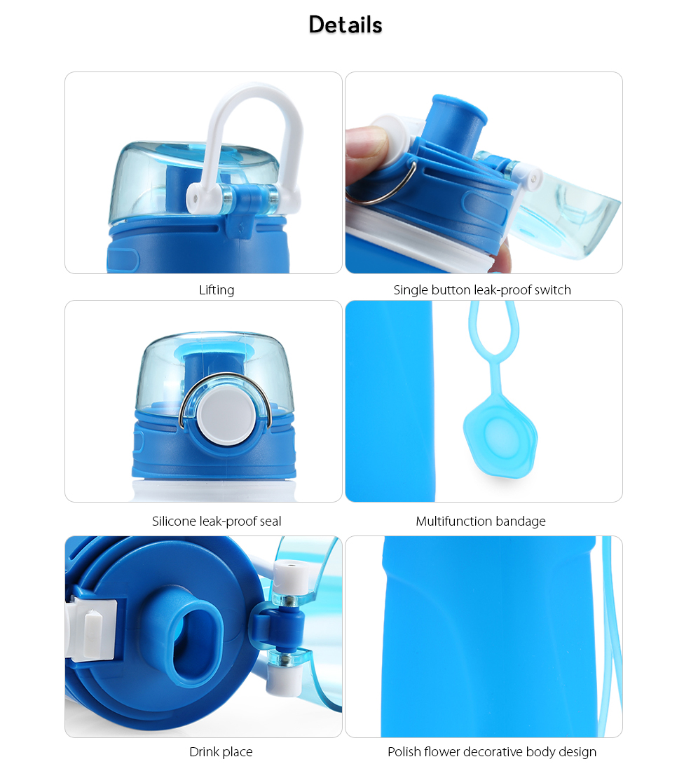 S5 - Mini 550ml Collapsible Silicone Water Bottle for Sports / Outdoor Use