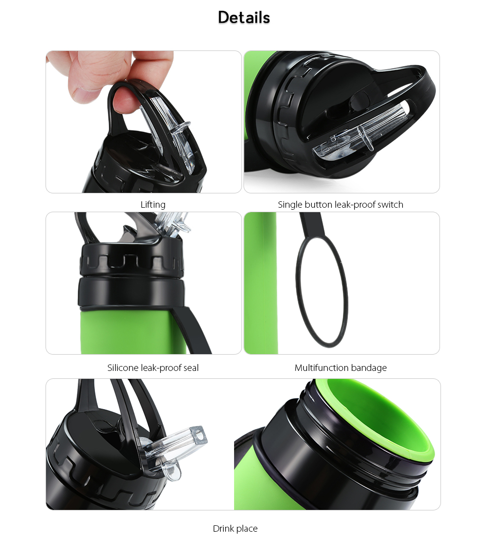 600ml Collapsible Silicone Water Bottle for Sports / Outdoor Use