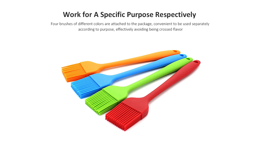 Silicone Brush Integrative Heat Resistant Pastry Basting BBQ Cooking 4PCs