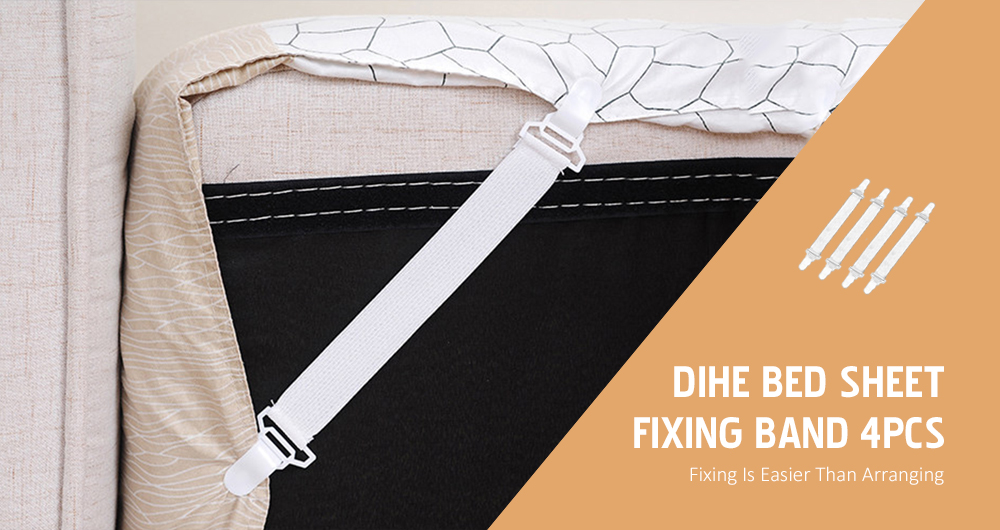 DIHE Bed Sheet Fixing Band Retaining Clip Skid Resistance Elastic Cord 4pcs