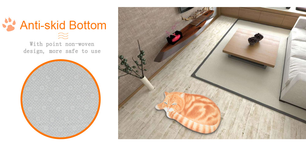 Sleeping Cat Shaped Mat Bedroom Bathroom Area Rug Non-slip Doormat