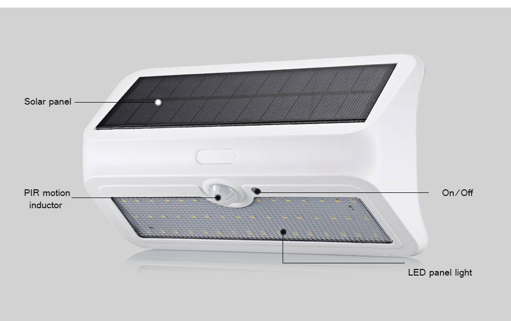 46 LEDs Solar Motion Sensor Wall Light IP65 Waterproof for Outdoors Garden Patio