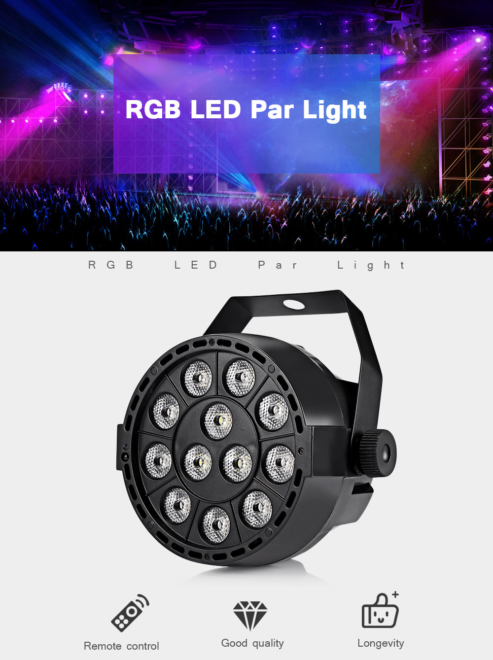 HP005 / 4A - M RGBW 12 LEDs Par Light Stage Lamp with Remote Controller