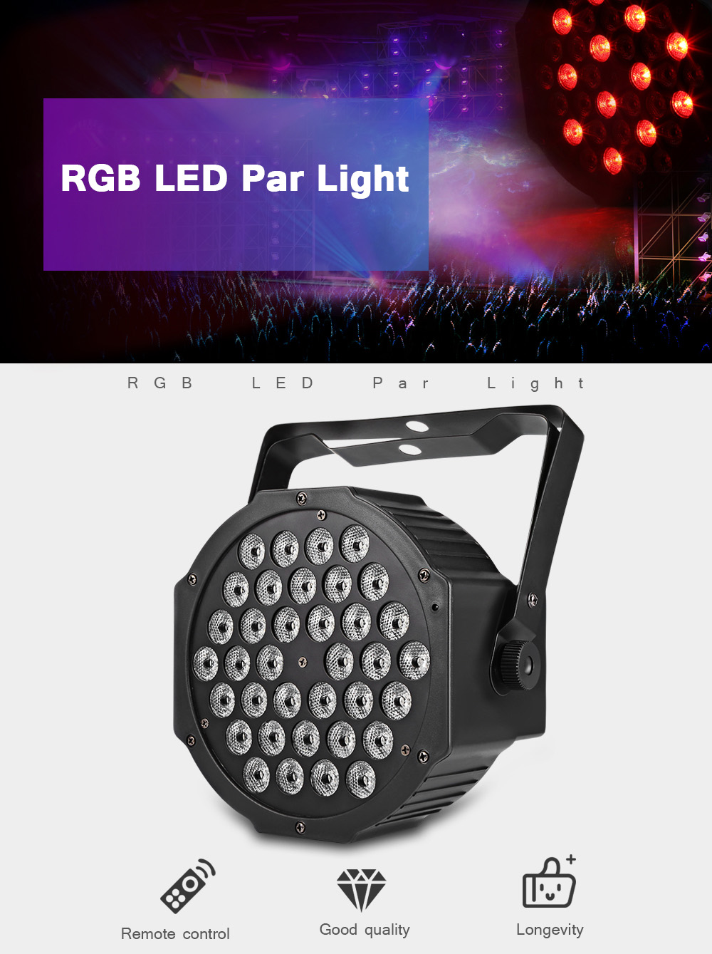 HP005 / 2A - M RGB 36 LEDs Digital Display Par Light with Remote Controller