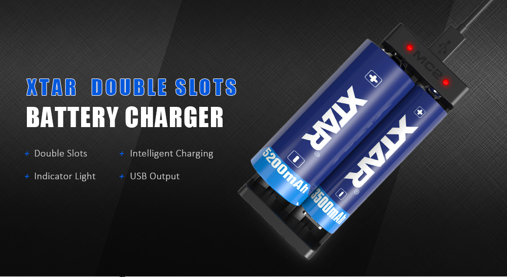 Xtar MC2 Double Slots Battery Charger for Home Use