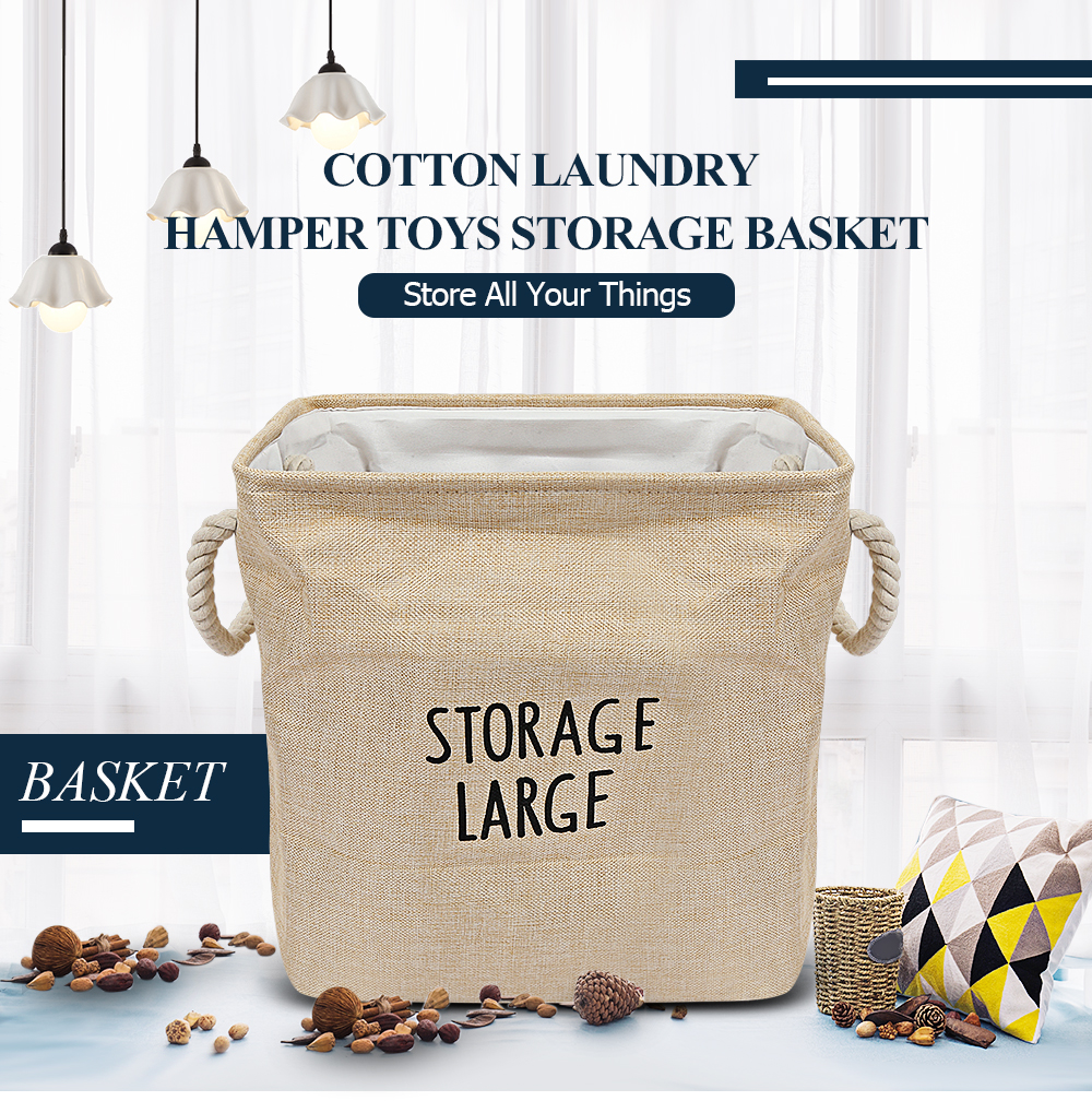 Large Size Cotton Foldable Laundry Hamper Toys Storage Basket