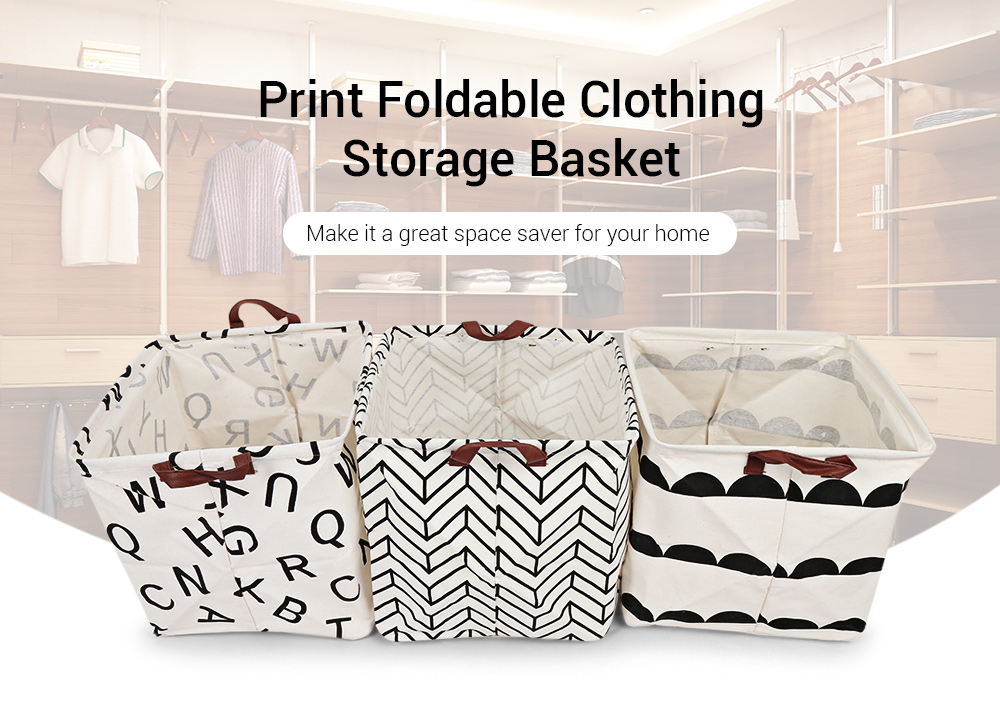Print Foldable Clothing Toys Storage Basket Laundry Hamper