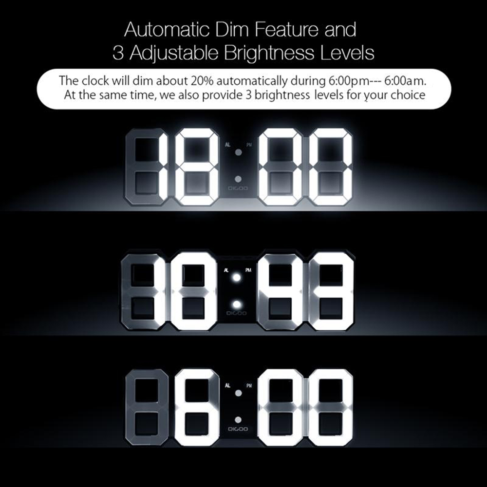 EN8810 3D LED Digital Wall Clock Alarm Function