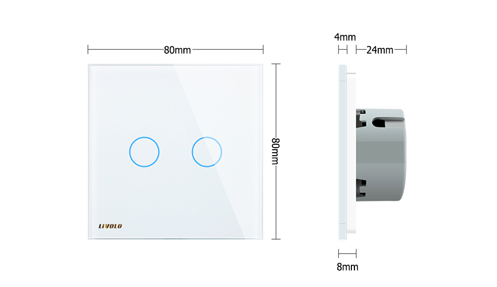 LIVOLO C7 Wall Light 2 Touch Switches Tempered Glass Panel