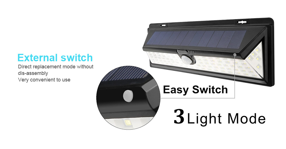 BRELONG 90-LED Three-sided Luminous Waterproof Solar Power Light Support Human Body Induction