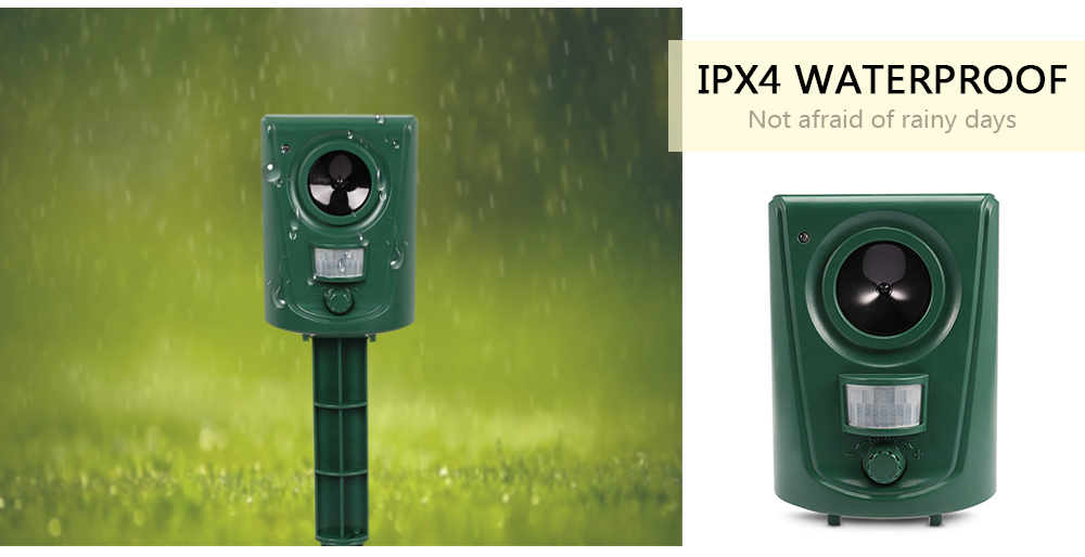 Ultrasonic Animal Bird Repeller Outdoor IPX4 Waterproof PIR Sensor LED Light