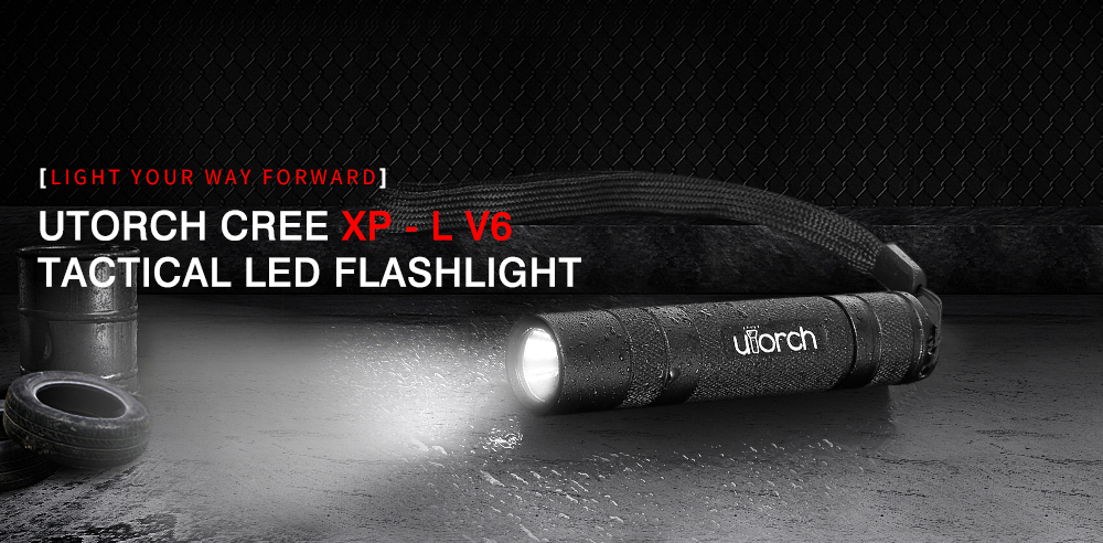 Utorch V8 CREE XPL V6 Portable LED Flashlight with Hand Strap