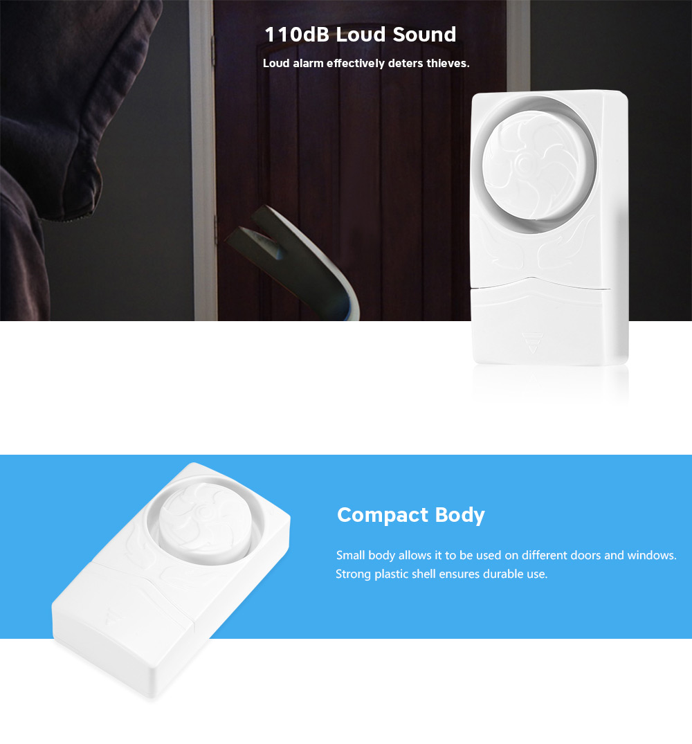 KS - SF19 Door Window Alarm 4-in-1 Door-closing Hint Doorbell with Magnet 110dB