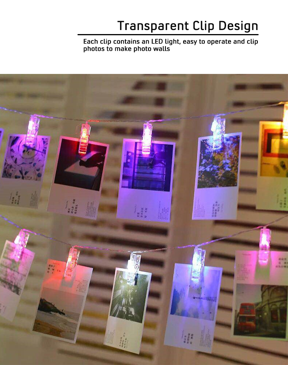 Clip Creative LED Photo Wall String Colorful Flash Light Bedroom Decoration