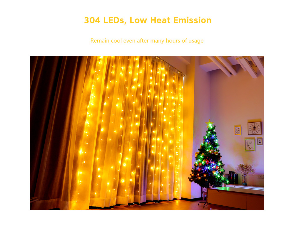 C3047 3 x 3m 304 LEDs Window Curtain String Light for Wedding Christmas Decor