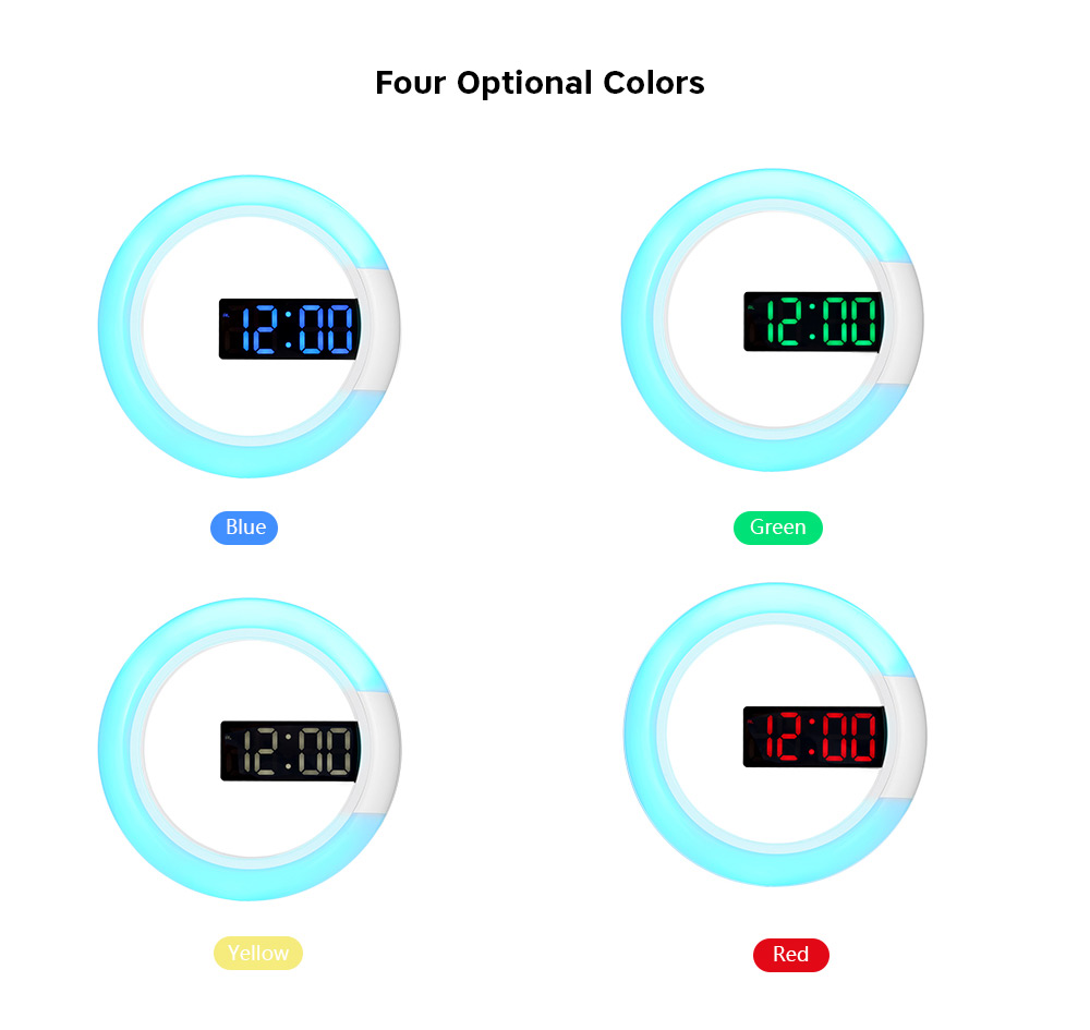 TS - S24 Remote Control Digital RGB LED Mirror Wall Alarm Clock Thermometer