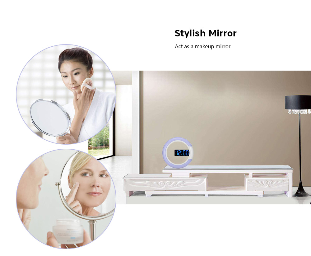 TS - S24 Remote Control Digital RGB LED Mirror Wall Alarm Clock Thermometer