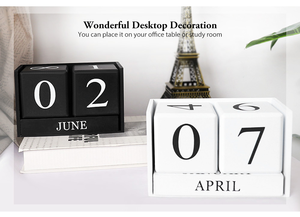 Creative Desktop Wooden Manual Calendar Office Decoration
