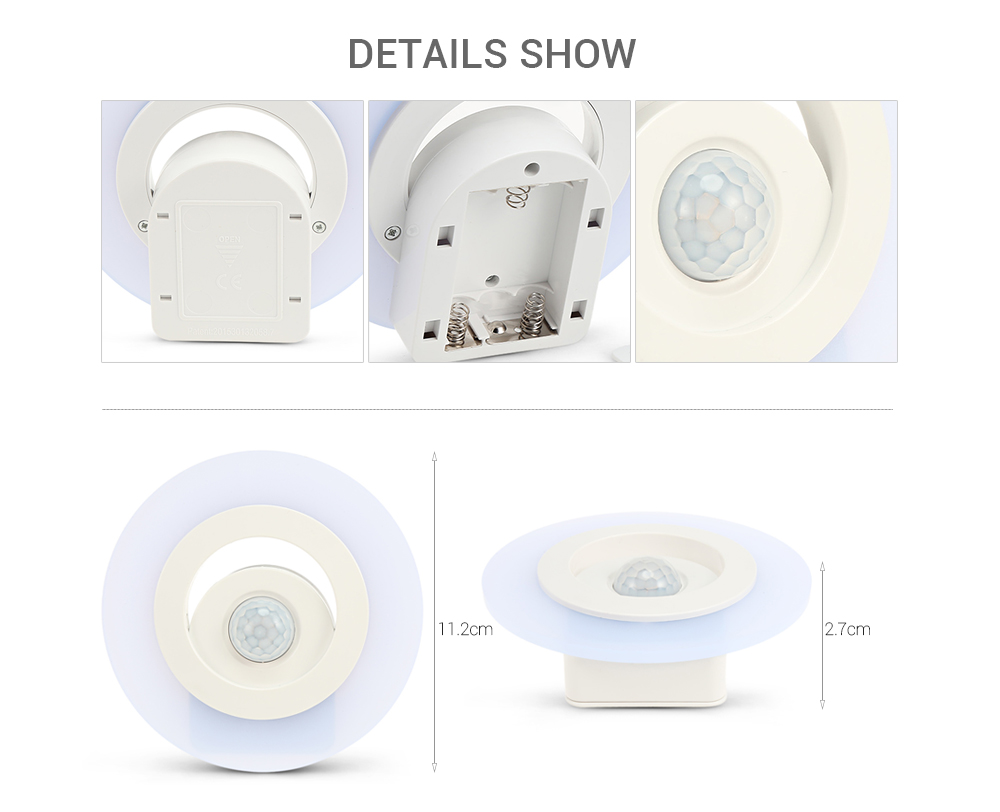 Intelligent Sensor Human Body Light Induction Wall Lamp Simple Round LED 80LM